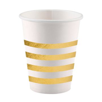 Bicchieri Righe Oro Metallic Pz.8