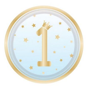 Piatti 1 Compleanno Blu Ombre Pz.8