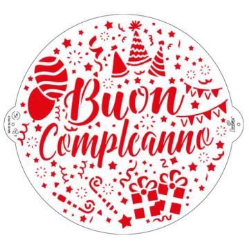 Stencil Buon Compleanno Ø25cm. Pz.1