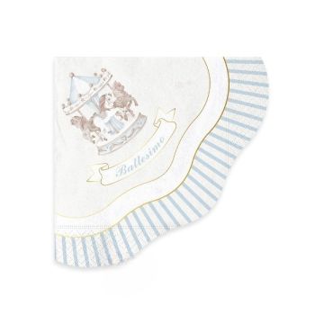 Tovaglioli Battesimo Carillon Blue Pz.16