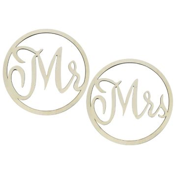 Decorazione In Legno Mr. Mrs. Pz.2