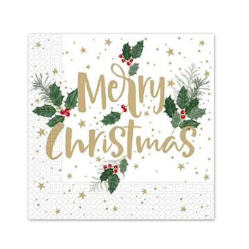 Tovaglioli Natale Holly Merry Pz.20