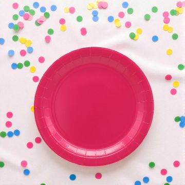 Piatto In Carta Cm 24 Fuxia Pz.15
