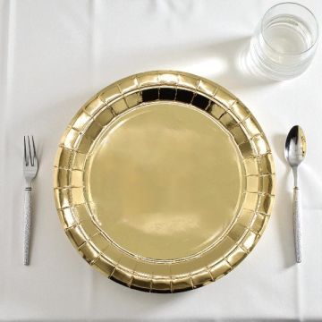 PIATTO IN CARTA CM 24 ORO METAL PZ.15