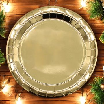 Piatto In Carta Cm 32 Oro Metal Pz.8
