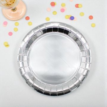 PIATTO IN CARTA CM18 ARGENTO METAL PZ.15