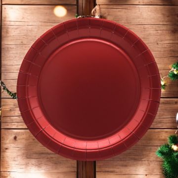 Piatto In Carta Cm 24 Rosso Metal Pz.15