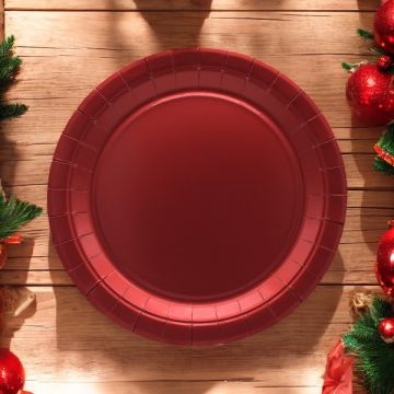 Piatto In Carta Cm 18 Rosso Metal Pz.15