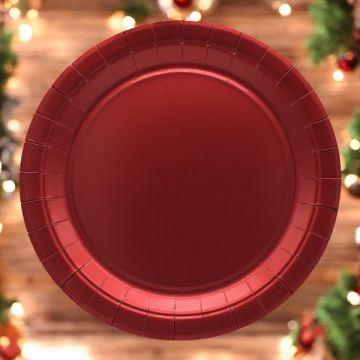 Piatto In Carta Cm 32 Rosso Metal Pz.8