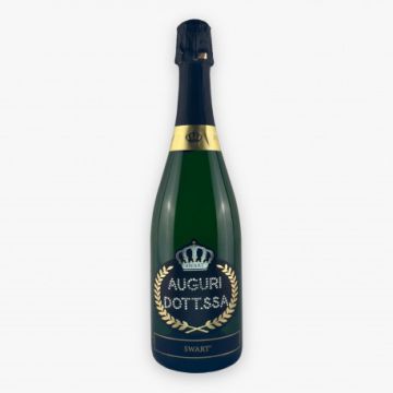 Bottiglia con Cristalli – Regalo Elegante “Auguri Dottoressa”