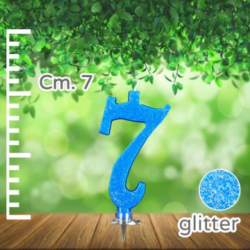CANDELINA NUMERO 7 AZZURRA GLITTER PZ.1