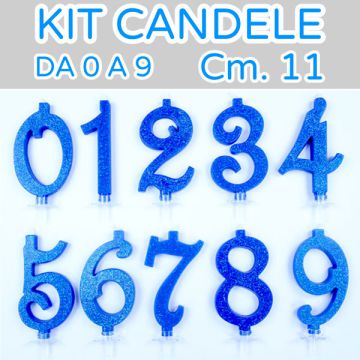 Kit Candele 0-9 Azzurra Glitter Pz.60