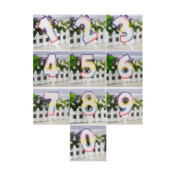 KIT CANDELE 0-9 MULTICOLOR GLITTER PZ.60