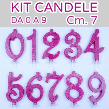 KIT CANDELE 0-9 FUXIA GLITTER PZ.120