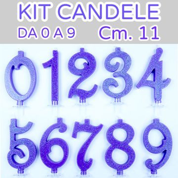 Kit Candele 0-9 Lilla Glitter Pz.60
