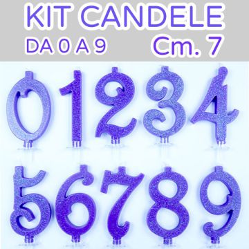KIT CANDELE 0-9 LILLA GLITTER PZ.120