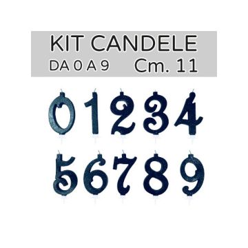 Kit Candele 0-9 Nere Glitter Pz.60