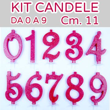 KIT CANDELE 0-9 ROSSA GLITTER PZ.60