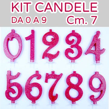 KIT CANDELE 0-9 ROSSA GLITTER PZ.120