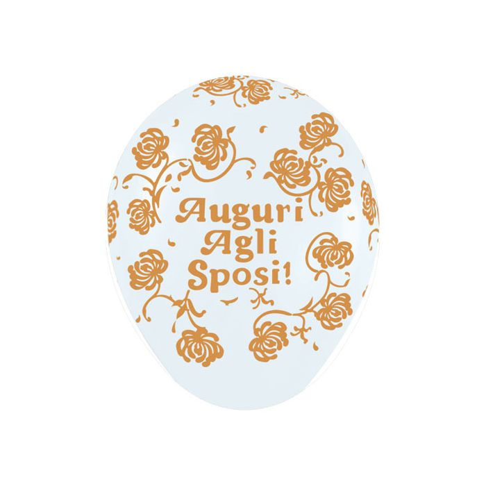 Palloncino Auguri Agli Sposi 12" Pz.100 Colore Standard Bianco 005 Stampa Oro Cm.30 main product photo
