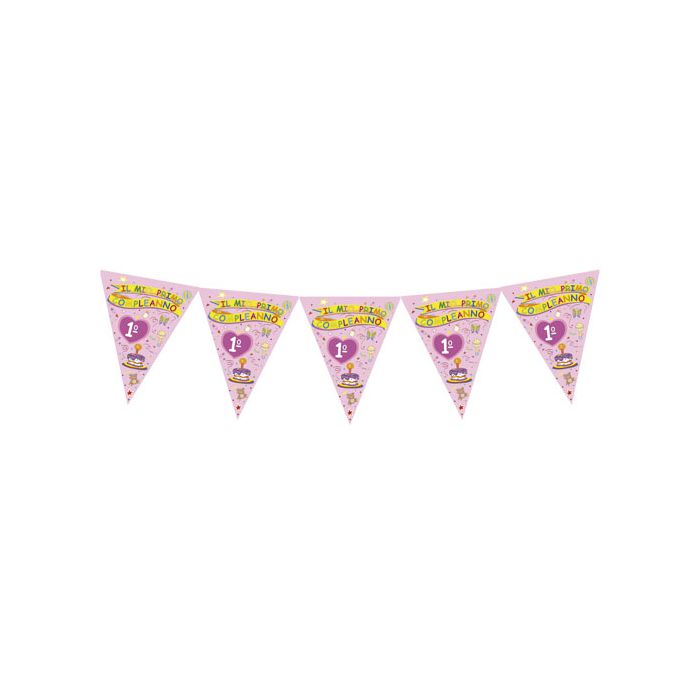 Bandierina 1° Compleanno Rosa Pz.1 Mt.3.60 main product photo