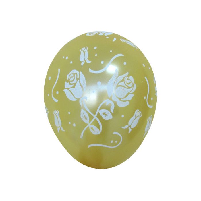Palloncino Roses (5") Pz.100 Colore Metallizzato Oro 570 Stampa Bianca Cm.15 main product photo