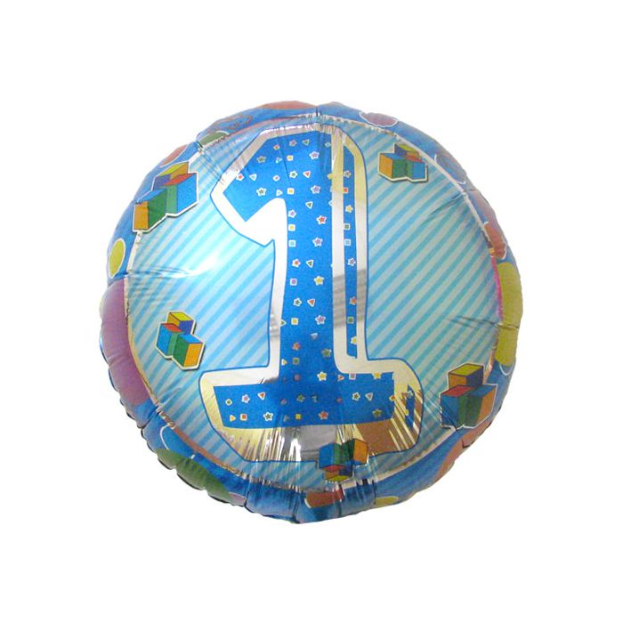 Palloncino 1° Compleanno Azzurro Pz.1 Mylar Tondo 18" Cm.45 main product photo