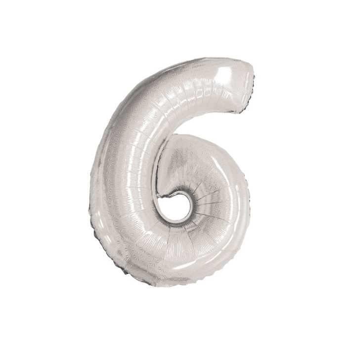 Palloncino Numero 6 Glitter Argento Pz.1 Mylar Numero Cm.86 main product photo
