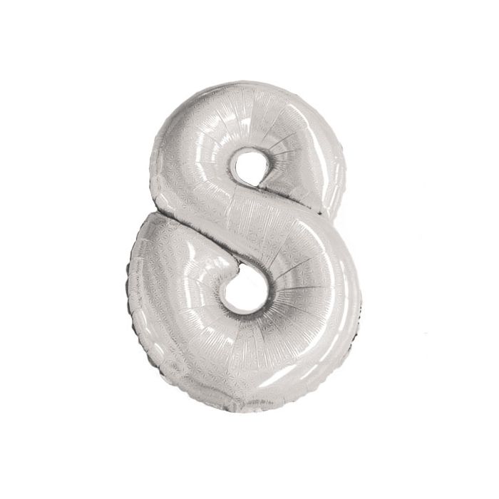 Palloncino Numero 8 Glitter Argento Pz.1 Mylar Numero Cm.86 main product photo