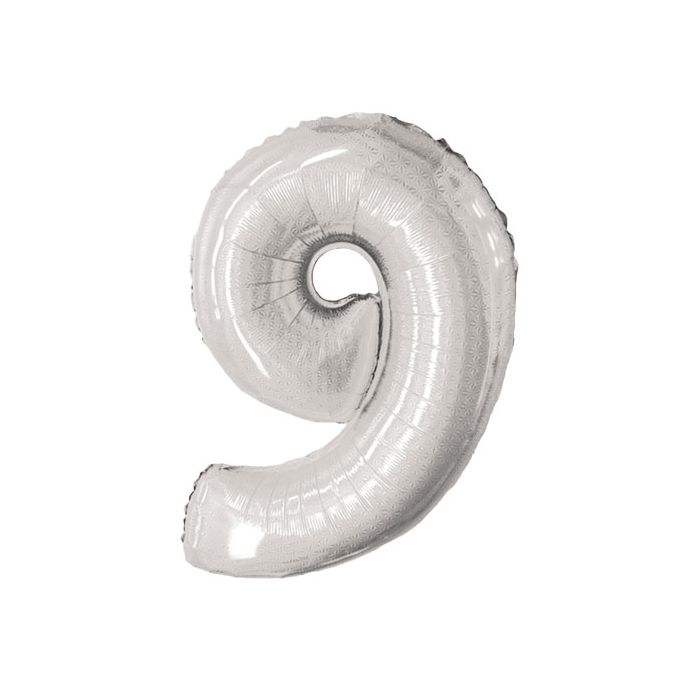 Palloncino Numero 9 Glitter Argento Pz.1 Mylar Numero Cm.86 main product photo
