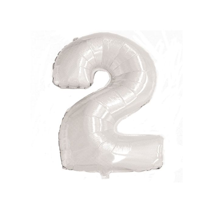 Palloncino Numero 2 Glitter Argento Pz.1 Mylar Numero Cm.86 main product photo