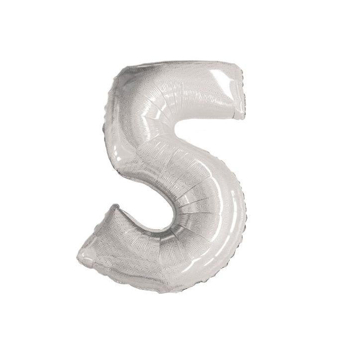 Palloncino Numero 5 Glitter Argento Pz.1 Mylar Numero Cm.86 main product photo