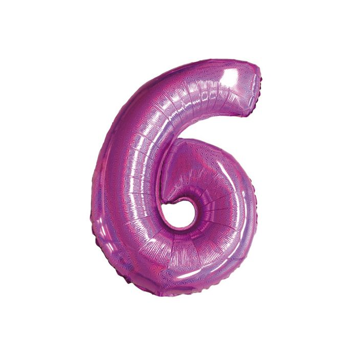 Palloncino Numero 6 Glitter Fuxia Pz.1 Mylar Numero Cm.86 main product photo