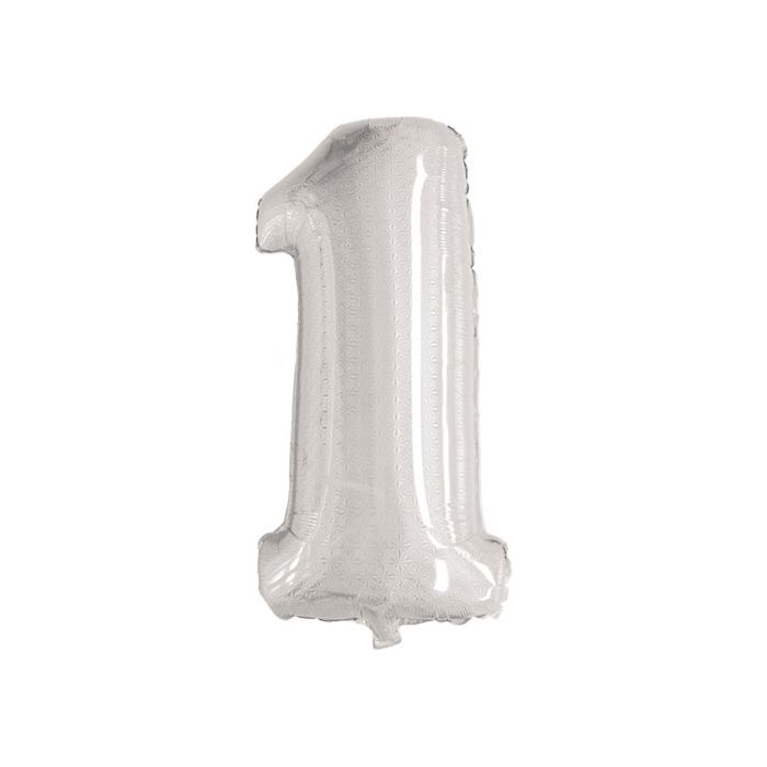 Palloncino Numero 1 Glitter Argento Pz.1 Mylar Numero Cm.86 main product photo