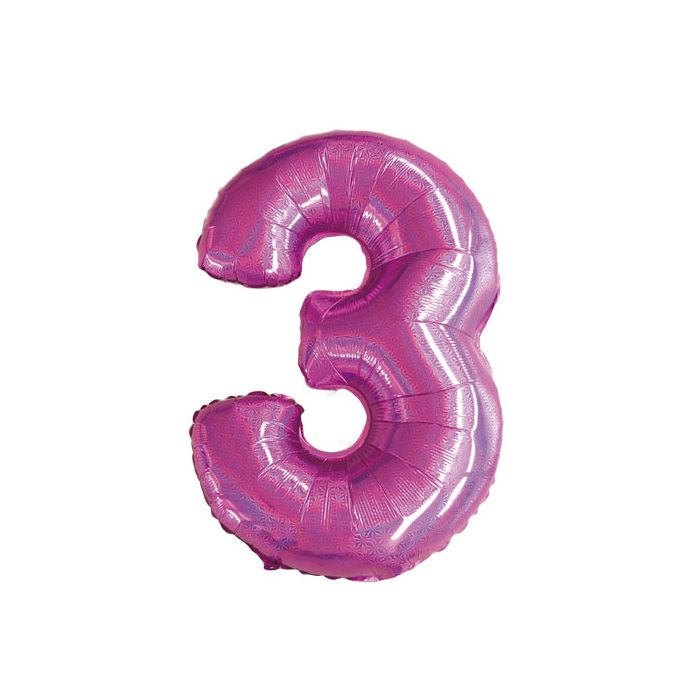 Palloncino Numero 3 Glitter Fuxia Pz.1 Mylar Numero Cm.86 main product photo