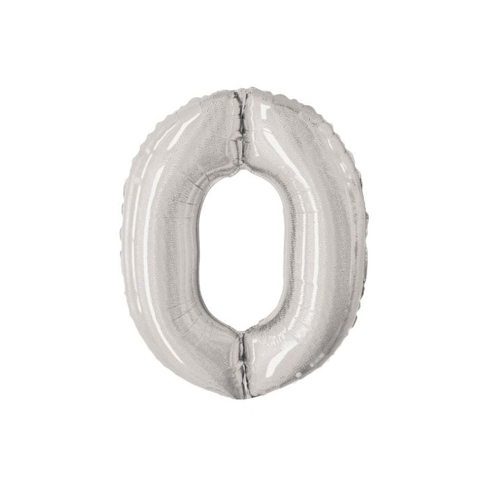 Palloncino Numero 0 Glitter Argento Pz.1 Mylar Numero Cm.86 main product photo