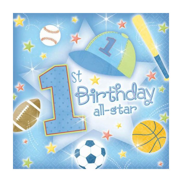 Tovaglioli 1° Compleanno Bambino Pz.36 Cm.33x33 main product photo