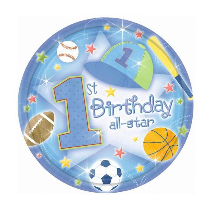 Piattini 1° Compleanno Bambino. Pz.18 Cm.17.7 main product photo