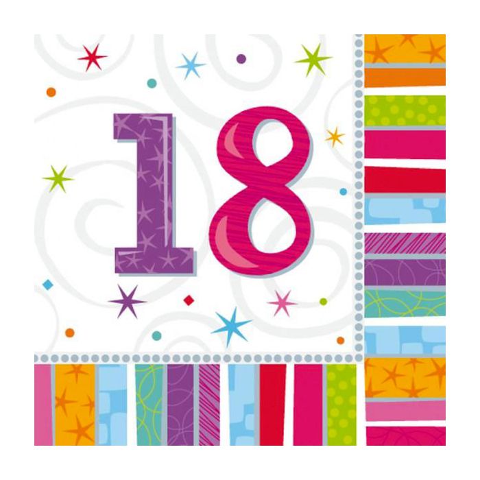 Tovaglioli 18° Compleanno Pz.16 Cm.33x33 main product photo