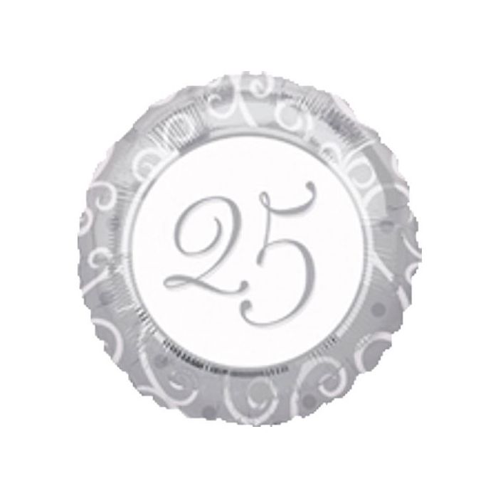Palloncino 25° Anniversario Pz.1 Mylar Tondo 18" Cm.45 main product photo