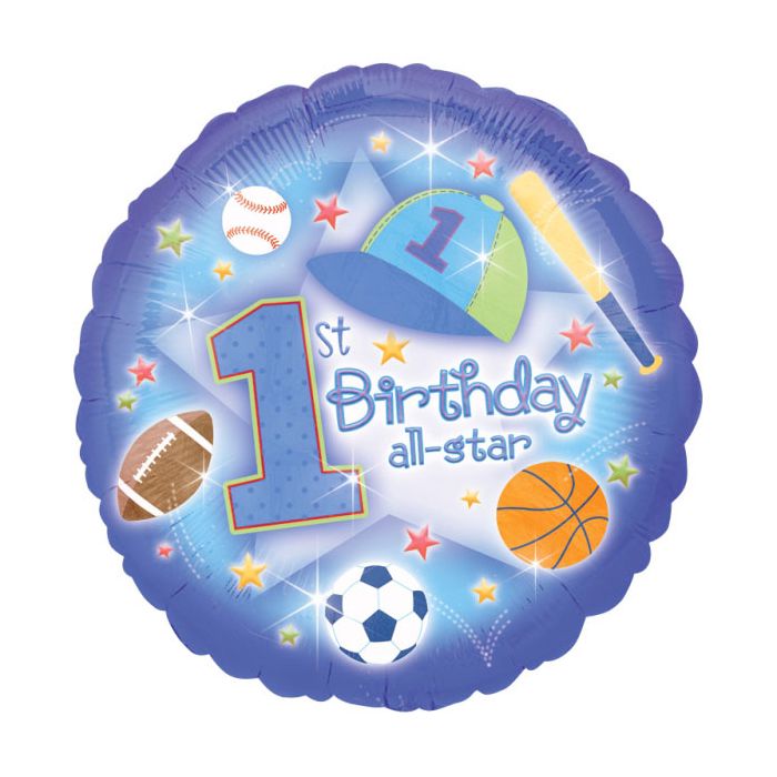 Palloncino 1° Compleanno Maschio Pz.1 Mylar Tondo 18" Cm.45 main product photo