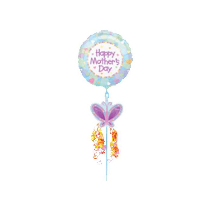 Palloncino Festa Della Mamma Pz.5 Mylar Tondo 18" Cm.45 Con Bacchetta Decorata main product photo