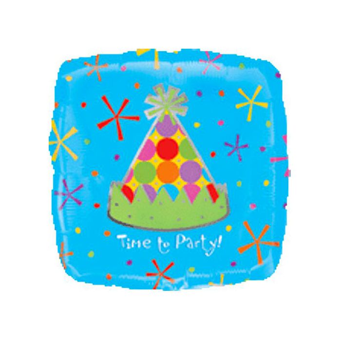 Palloncino Party Hat Birthday Pz.1 Mylar Quadrato 18" Cm.45 main product photo