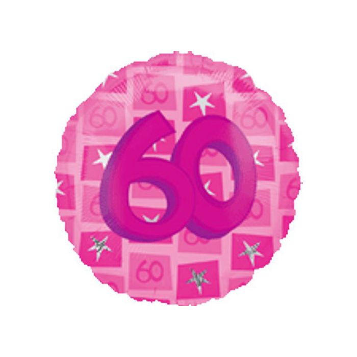 Palloncino 60° Compleanno Rosa Pz.1 Mylar Tondo 18" Cm.45 main product photo