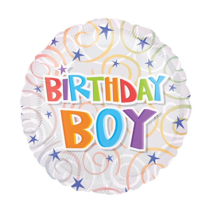 Palloncino Birthday Boy Swirls Pz.1 Mylar Tondo 18" Cm.45 main product photo