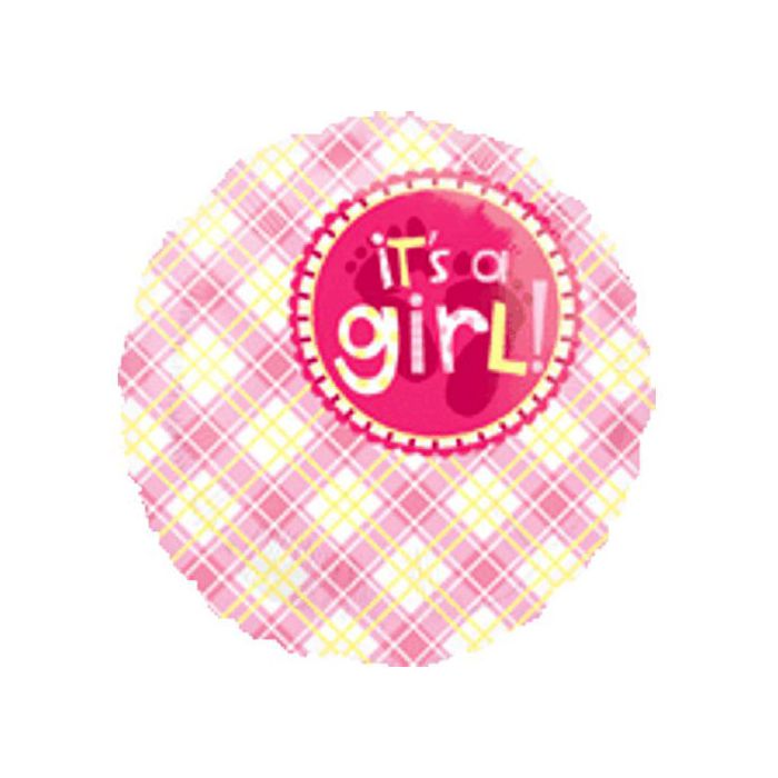 Palloncino It's A Girl Plaid Pz.1 Mylar Tondo 18" Cm.45 main product photo