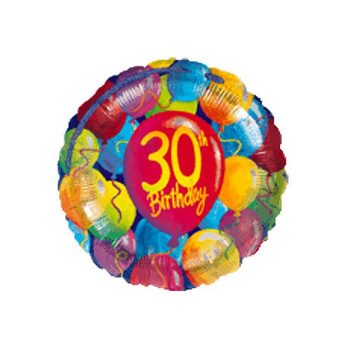 Palloncino 30° Compleanno Balloons Pz.1 Mylar Tondo 18" Cm.45 main product photo