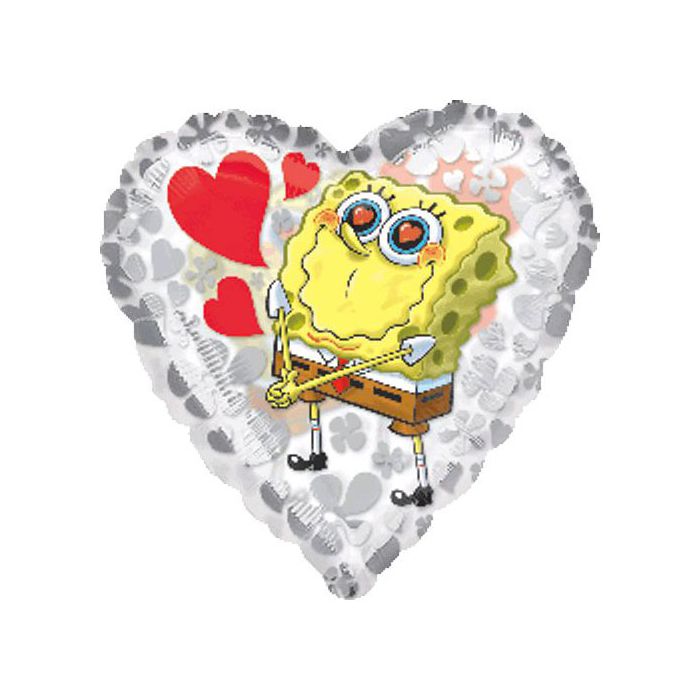 Palloncino Spogebob Clear Pz.1 Mylar Cuore 18" Cm.45 Clearly main product photo
