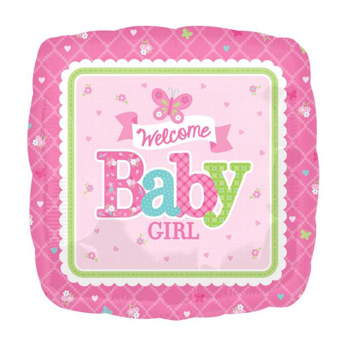 Palloncini Nascita Bambina Pz.1 Mylar Quadrato 18" Cm.45 main product photo