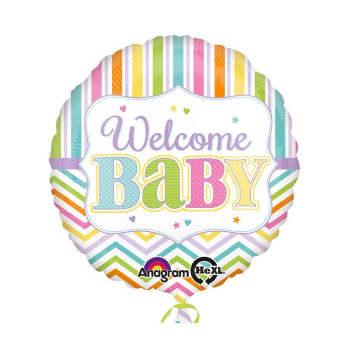 Palloncino Nascita Welcome Baby Pz.1 Mylar Tondo 18" Cm.45 main product photo